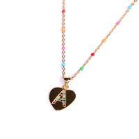 26 Letters Colorful Zircon Heart-shaped Pendant Necklace Wholesale main image 3