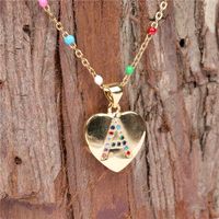 26 Letters Colorful Zircon Heart-shaped Pendant Necklace Wholesale main image 5