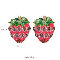 Creative Sweet Korean Fruit Pink Strawberry Oiled Diamond Stud Earrings main image 6