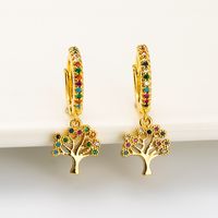 Simple Retro Tree Of Life Style Copper Gold-plated Color-preserving Electroplating Earrings main image 1