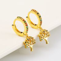 Simple Retro Tree Of Life Style Copper Gold-plated Color-preserving Electroplating Earrings main image 3