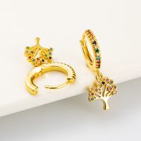 Simple Retro Tree Of Life Style Copper Gold-plated Color-preserving Electroplating Earrings main image 4