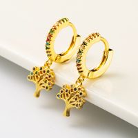 Simple Retro Tree Of Life Style Copper Gold-plated Color-preserving Electroplating Earrings main image 5
