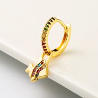 Fashion Exquisite Rainbow Series Small Fish-shape Brass Gold-plated Micro-inlaid Zircon Earrings main image 3