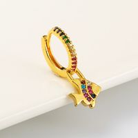 Fashion Exquisite Rainbow Series Small Fish-shape Brass Gold-plated Micro-inlaid Zircon Earrings main image 4