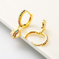 Fashion Exquisite Rainbow Series Small Fish-shape Brass Gold-plated Micro-inlaid Zircon Earrings main image 5