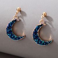 New Jewelry Simple Imitation Natural Stone Blue Crescent Moon Earrings main image 2