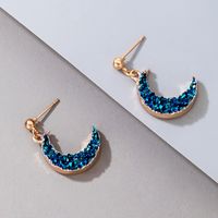 New Jewelry Simple Imitation Natural Stone Blue Crescent Moon Earrings main image 4