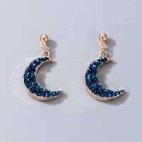 New Jewelry Simple Imitation Natural Stone Blue Crescent Moon Earrings main image 6