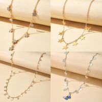 Korean Five-pointed Star Diamond Butterfly Pendant Single Layer Necklace main image 1