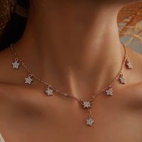 Korean Five-pointed Star Diamond Butterfly Pendant Single Layer Necklace main image 5