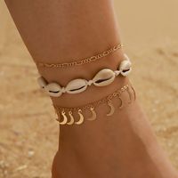 Fashion Creative Butterfly Shell Anklet Simple Moon Disc Pendant Multi-piece Footwear Set main image 6