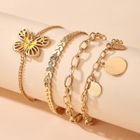 Fashion Creative Butterfly Shell Anklet Simple Moon Disc Pendant Multi-piece Footwear Set main image 4