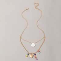 Beliebte Mode Bunte Reis Perlen Blume Schmetterling Mehrschichtige Halskette main image 4