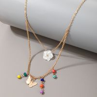 Beliebte Mode Bunte Reis Perlen Blume Schmetterling Mehrschichtige Halskette main image 5