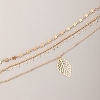 Popular Fashion Simple Multi-layer Five-pointed Star Leaf Long Necklace main image 4