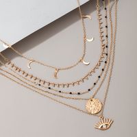 Fashion Simple And Exaggerated Versatile Multi-layer Disc Moon Eye Necklace main image 4