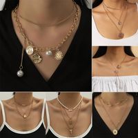 Hot-selling Multi-layer Hip-hop Style Alloy Pendant Creative Retro Necklace main image 1