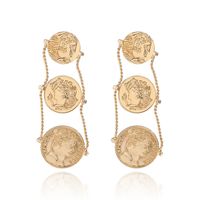 Fashion Exaggerated Disc Simple Woman Portrait Earrings main image 6