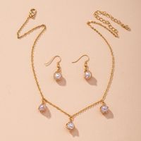 Korean Pearl Simple Fashion Alloy Necklace Earrings Two-piece Set main image 1