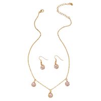 Korean Pearl Simple Fashion Alloy Necklace Earrings Two-piece Set main image 6