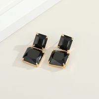 Korean Colorful Glass Square Crystal Earrings main image 5