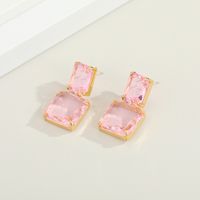 Korean Colorful Glass Square Crystal Earrings main image 6