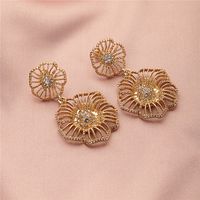 Light Luxury Simple Fashion Baroque Flower Diamond Korean Gold Earrings main image 4