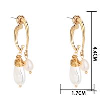 New Hot-selling Winding Baroque Pearl Elegant Fashion Natural Freshwater Rice Bead Earrings sku image 1