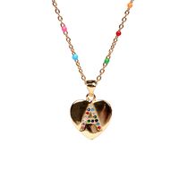 26 Letters Colorful Zircon Heart-shaped Pendant Necklace Wholesale sku image 1
