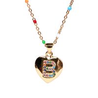 26 Letters Colorful Zircon Heart-shaped Pendant Necklace Wholesale sku image 2