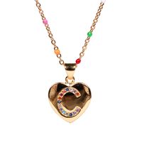 26 Letters Colorful Zircon Heart-shaped Pendant Necklace Wholesale sku image 3