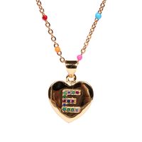 26 Letters Colorful Zircon Heart-shaped Pendant Necklace Wholesale sku image 5