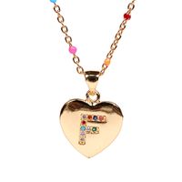 26 Letters Colorful Zircon Heart-shaped Pendant Necklace Wholesale sku image 6