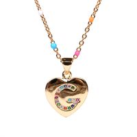 26 Letters Colorful Zircon Heart-shaped Pendant Necklace Wholesale sku image 7