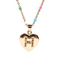 26 Letters Colorful Zircon Heart-shaped Pendant Necklace Wholesale sku image 8