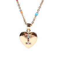 26 Letters Colorful Zircon Heart-shaped Pendant Necklace Wholesale sku image 9