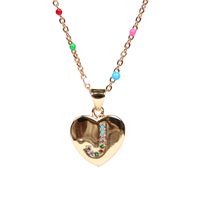 26 Letters Colorful Zircon Heart-shaped Pendant Necklace Wholesale sku image 10