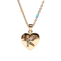 26 Letters Colorful Zircon Heart-shaped Pendant Necklace Wholesale sku image 11