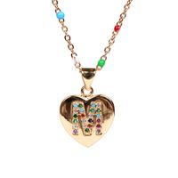 26 Letters Colorful Zircon Heart-shaped Pendant Necklace Wholesale sku image 13