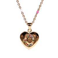 26 Letters Colorful Zircon Heart-shaped Pendant Necklace Wholesale sku image 15