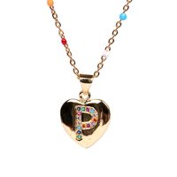 26 Letters Colorful Zircon Heart-shaped Pendant Necklace Wholesale sku image 16