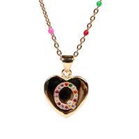 26 Letters Colorful Zircon Heart-shaped Pendant Necklace Wholesale sku image 17