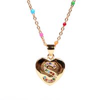 26 Letters Colorful Zircon Heart-shaped Pendant Necklace Wholesale sku image 19