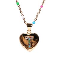 26 Letters Colorful Zircon Heart-shaped Pendant Necklace Wholesale sku image 20