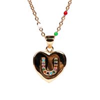 26 Letters Colorful Zircon Heart-shaped Pendant Necklace Wholesale sku image 21
