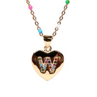 26 Letters Colorful Zircon Heart-shaped Pendant Necklace Wholesale sku image 23