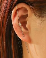 Embedded Diamond Simple Piercing Ear Needles Lightning Leaf Diagonal Stud Earrings sku image 4
