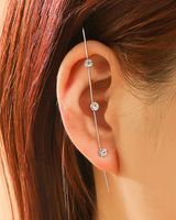 Embedded Diamond Simple Piercing Ear Needles Lightning Leaf Diagonal Stud Earrings sku image 9