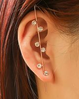 Embedded Diamond Simple Piercing Ear Needles Lightning Leaf Diagonal Stud Earrings sku image 10